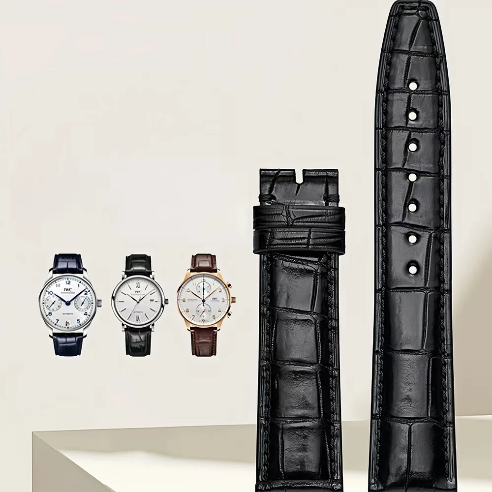 

Crocodile Leather Watch Strap For IWC Portugieser Chrono Alligator Leather Watch Band 20mm 22mm Custom Any Color