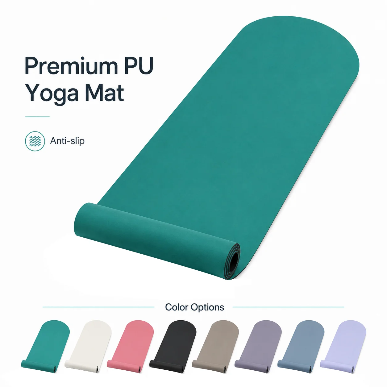 4.5mm Oval Eco-Friendly PU Rubber Yoga Mat Non-Slip Natural Rubber Base Carrying Strap 183x68cm for Yoga Pilates Home Workouts