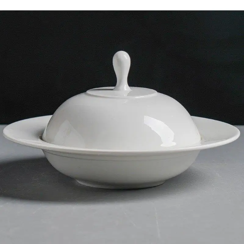 

Керамическая тарелка с крышкой для супа, десертов, пасты, салатов. Специальная посуда для ресторанов.