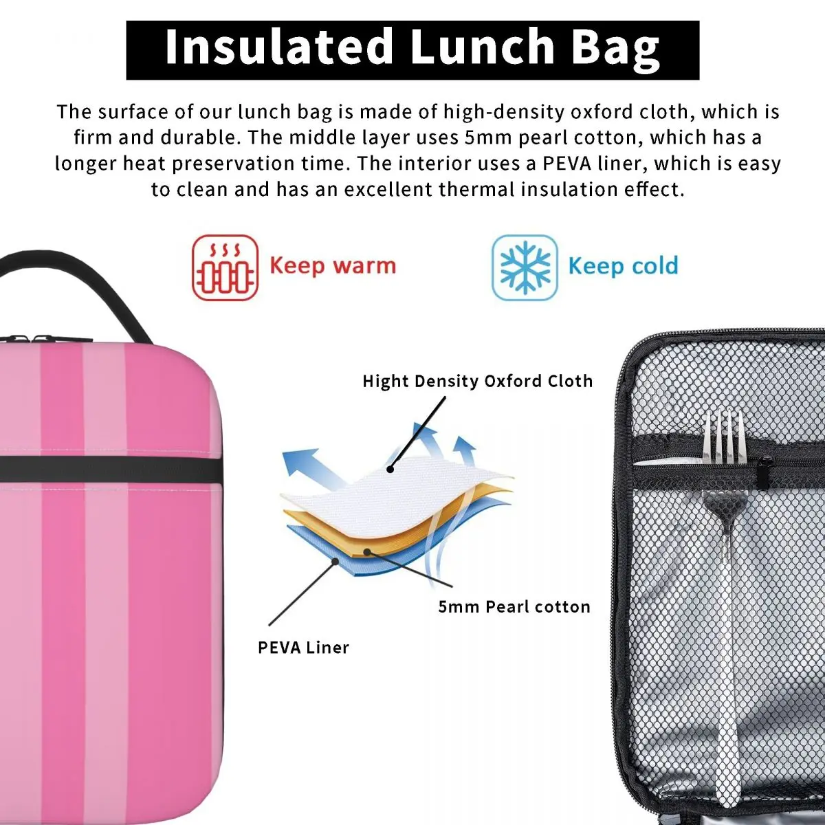 Pink Graffiti Victoria Funny Print Lunch Bag For Child Lunch Box Outdoor Picnic Portable Zipper Thermal Lunch Bags Cooler Bag