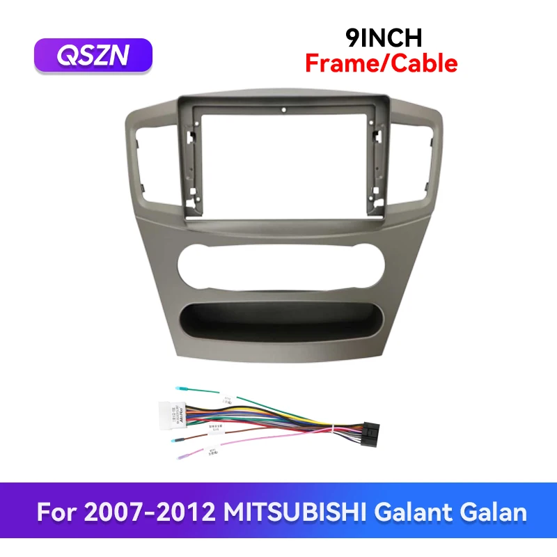 QSZN 9Inch For 2007-2012 MITSUBISHI Galant Galan Car Radio Fascia Panel Dash Frame Dashboard Installation Trim Kit Cable Harness