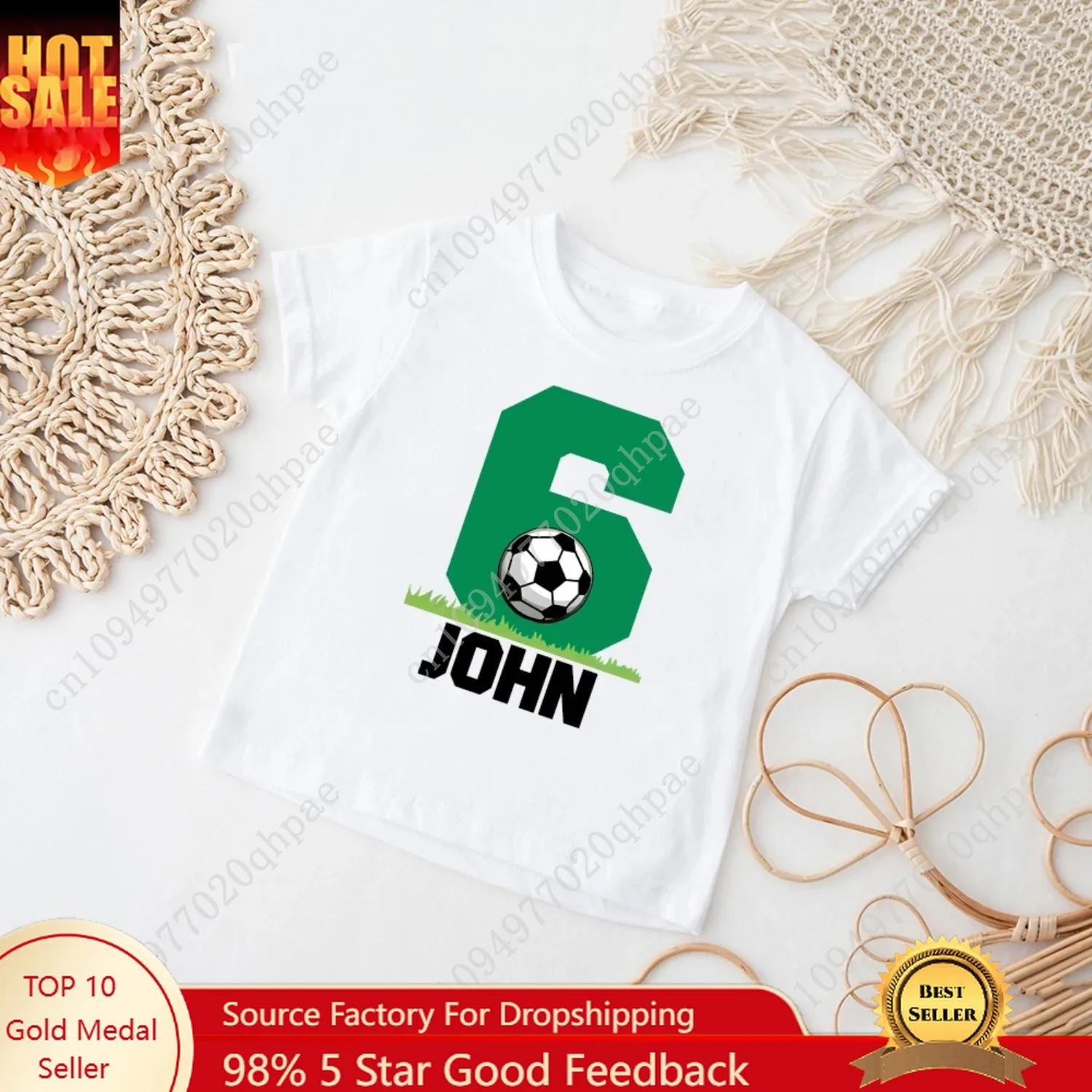 เสื้อยืดเด็กพิมพ์ลายฟุตบอลและวันเกิด เสื้อยืดลำลองแขนสั้นสำหรับเด็ก เสื้อยืดแฟชั่นคอกลม เสื้อยืดเด็ก เสื้อผ้าฤดูร้อน