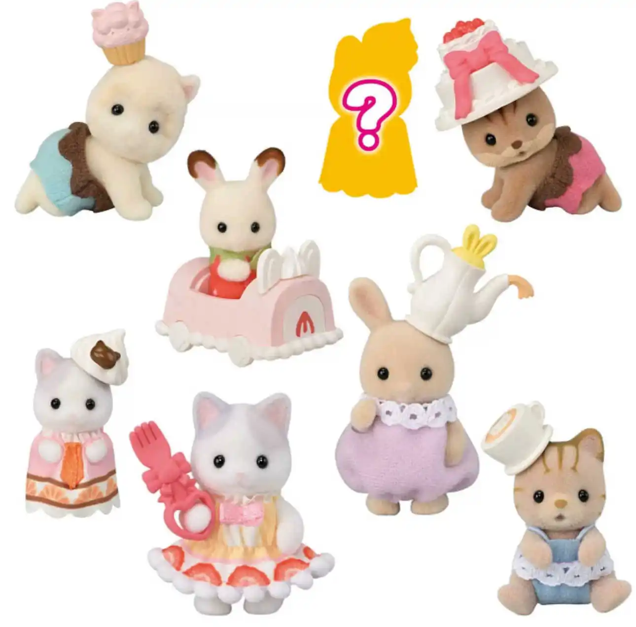 Original Sylvanian Families Anime Figures Forest Cake Clan Baking Series Dress Up Baby Doll Figrue Ornaments Toys Girls Gifts