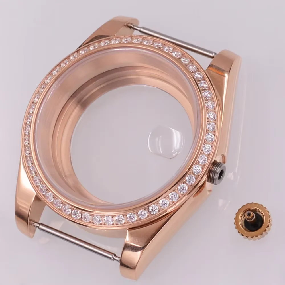 36mm/40mm Rose Gold Watch Case Sapphire Glass Fit NH34 NH35 NH36 PT5000 ETA2824 ST2130 Movement