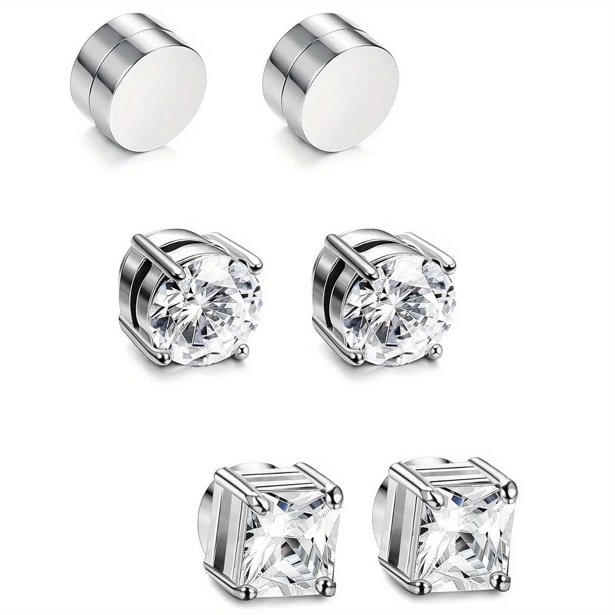 1/3 par 6MM kryształowe magnetyczne kolczyki sztyfty ze stali nierdzewnej dla mężczyzn Punk cyrkon kolczyki z magnesem biżuteria nie przekłuwająca