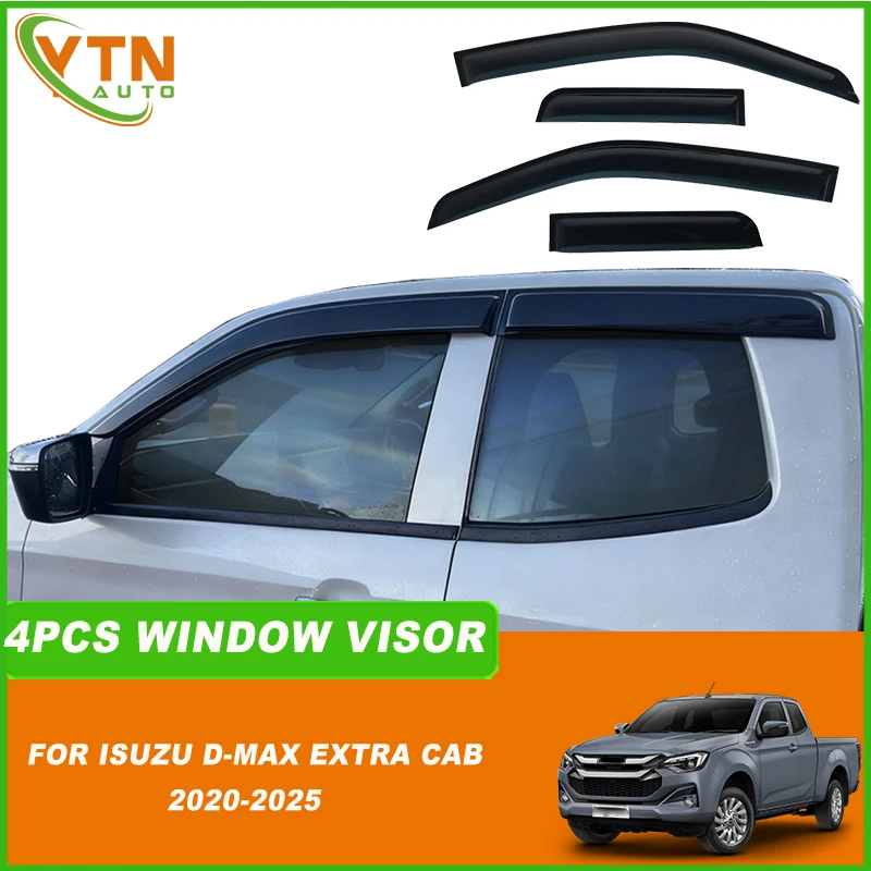

For Isuzu D-max Dmax Extra Cab 2020 2021 2022 2023 2024 2025 Side Window Deflector Window Visor Weathershield Wind Rain Guard