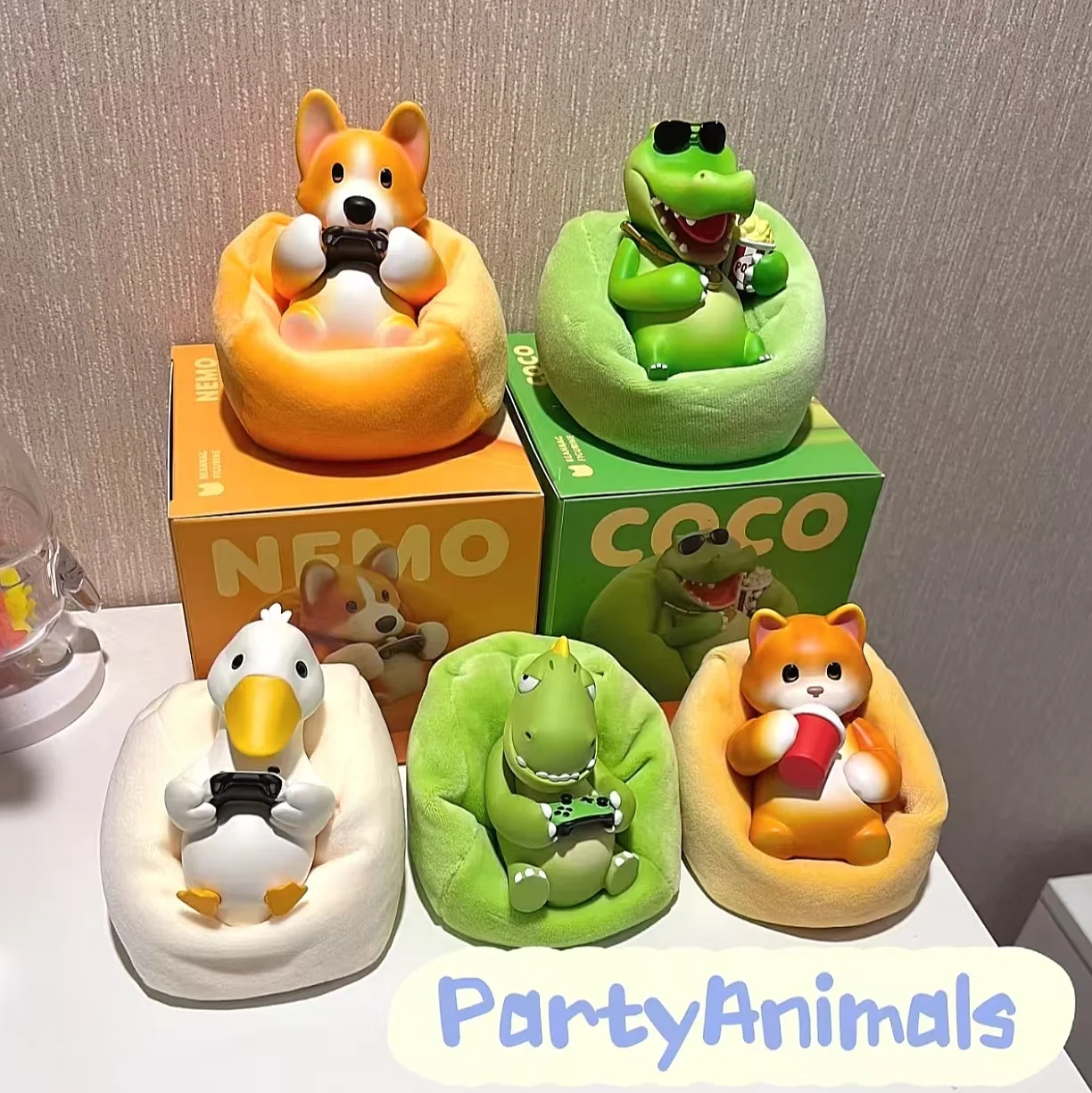 PartyAnimals Beast Lying Win Series Juego completo de caja ciega de mano de moda, juguetes, regalos, adorno recogido, modelo con sentido del diseño