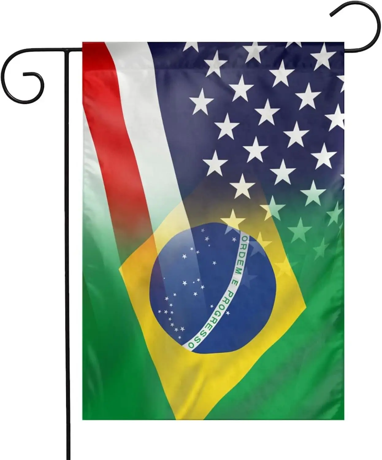 Flag of Brazil and USA Garden Flag 12x18 inches Double Sided Decorative Yard Flags for Home Outdoor