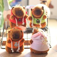 ZAKOL Cute Cartoon Capybara Pendant Keychain Plush Toy Doll Bag Hanging Ornaments Lovely Kapila Doll with Clothes Animal Keyring