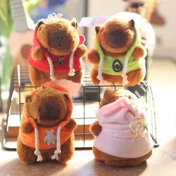ZAKOL Cute Cartoon Capybara Pendant Keychain Plush Toy Doll Bag Hanging Ornaments Lovely Kapila Doll with Clothes Animal Keyring