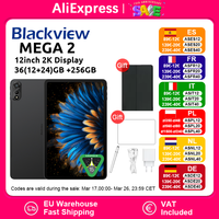 Blackview MEGA 2 Android 15 Tablet 12 inch 2K Display 36(12+24)GB 256GB Unisoc T615 9000mAh Battery Widevine L1 Pad PC