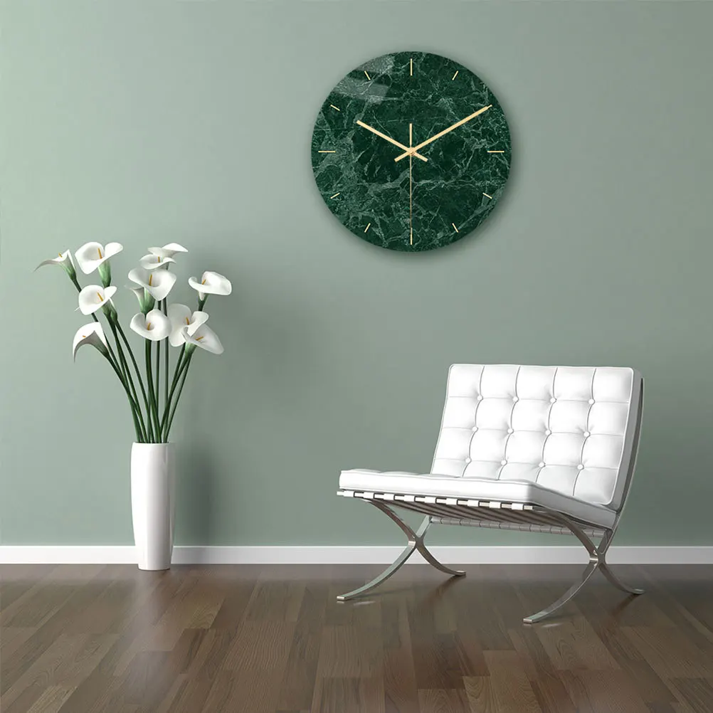

1Pcs Premium Material Marble Printing Wall Clock for Home Study Restaurant Quiet Environment No