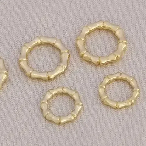

14K Gold-Wrapped Bamboo Joint Connection Closed Circle Running Ring DIY Bracelet/Necklace Spacer Jewelry Accessory
