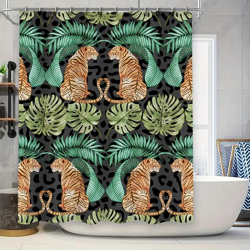 

Fashion leopard print shower curtain with tiger design for bathroom decor home textiles collection
