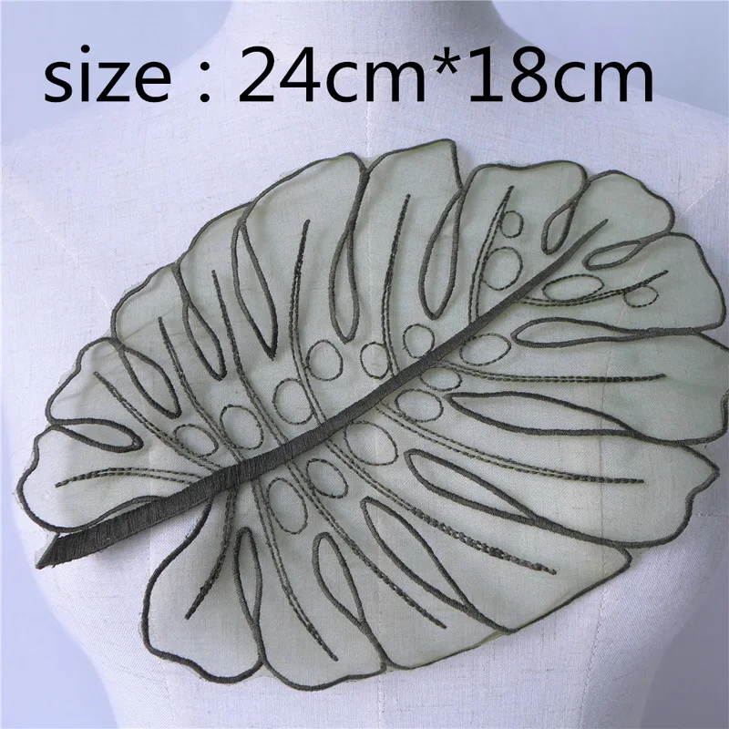 Lace Eugen Gauze Pink Flower Green Leaf Patch Decorative Patch Paste Embroidery Sticker Flower DIY Accessories
