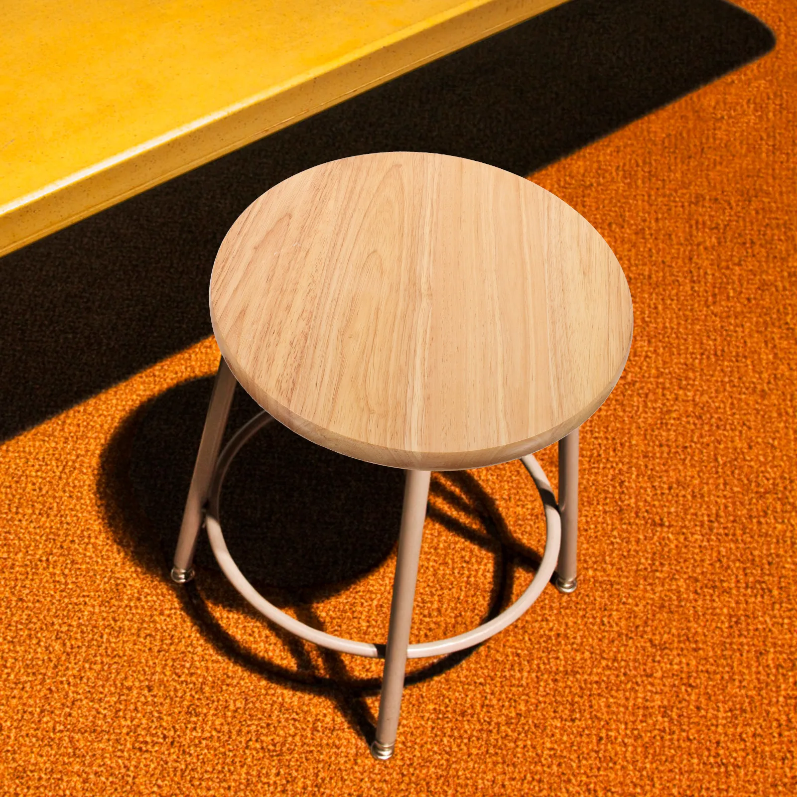 Massivholz Runder Barhocker Ersatzsitz für Zuhause Esszimmer Küche Kantine Robuster Kratzfester Holzstuhl mit Natürlicher Maserung