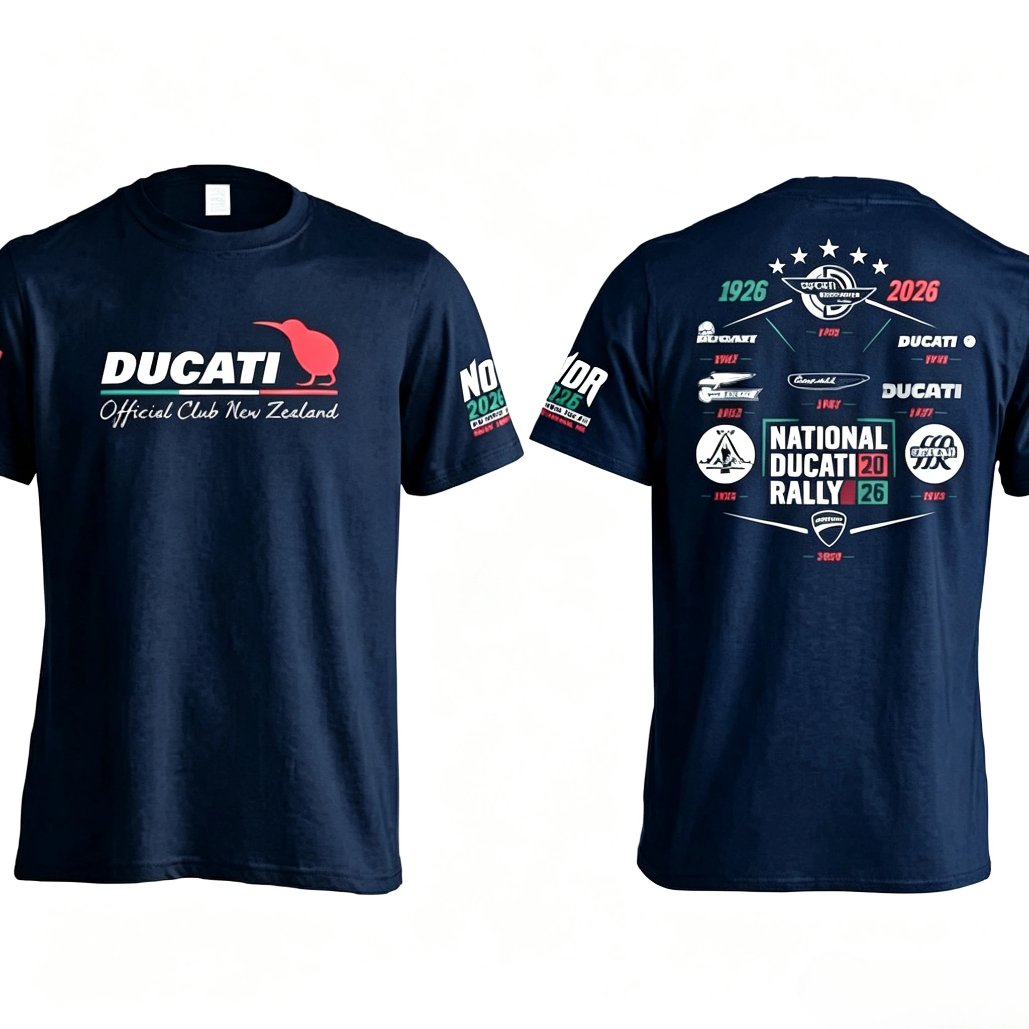 Vintage Biker Club T-shirt for Men DUCATI Kiwi Bird Front Back Printed Short Sleeve Tee Motorcycle Rally 2026 Casual Streetwear