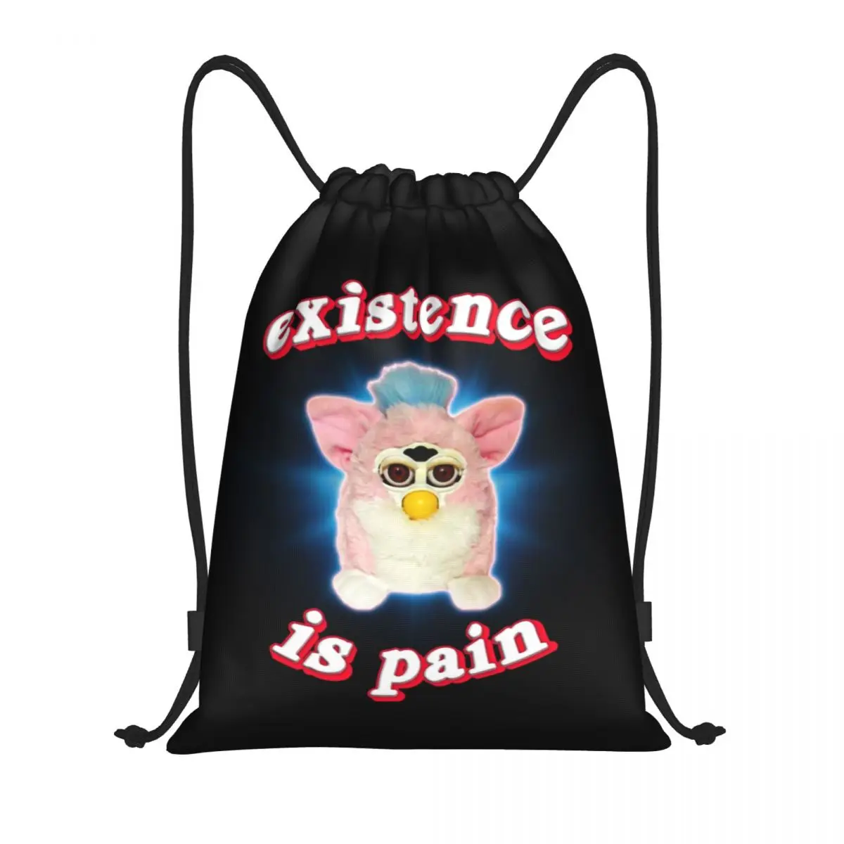 

Custom Cartoon Animal Robot Furbys Drawstring Bags for Training Yoga Backpacks Men Women Sports Gym Sackpack