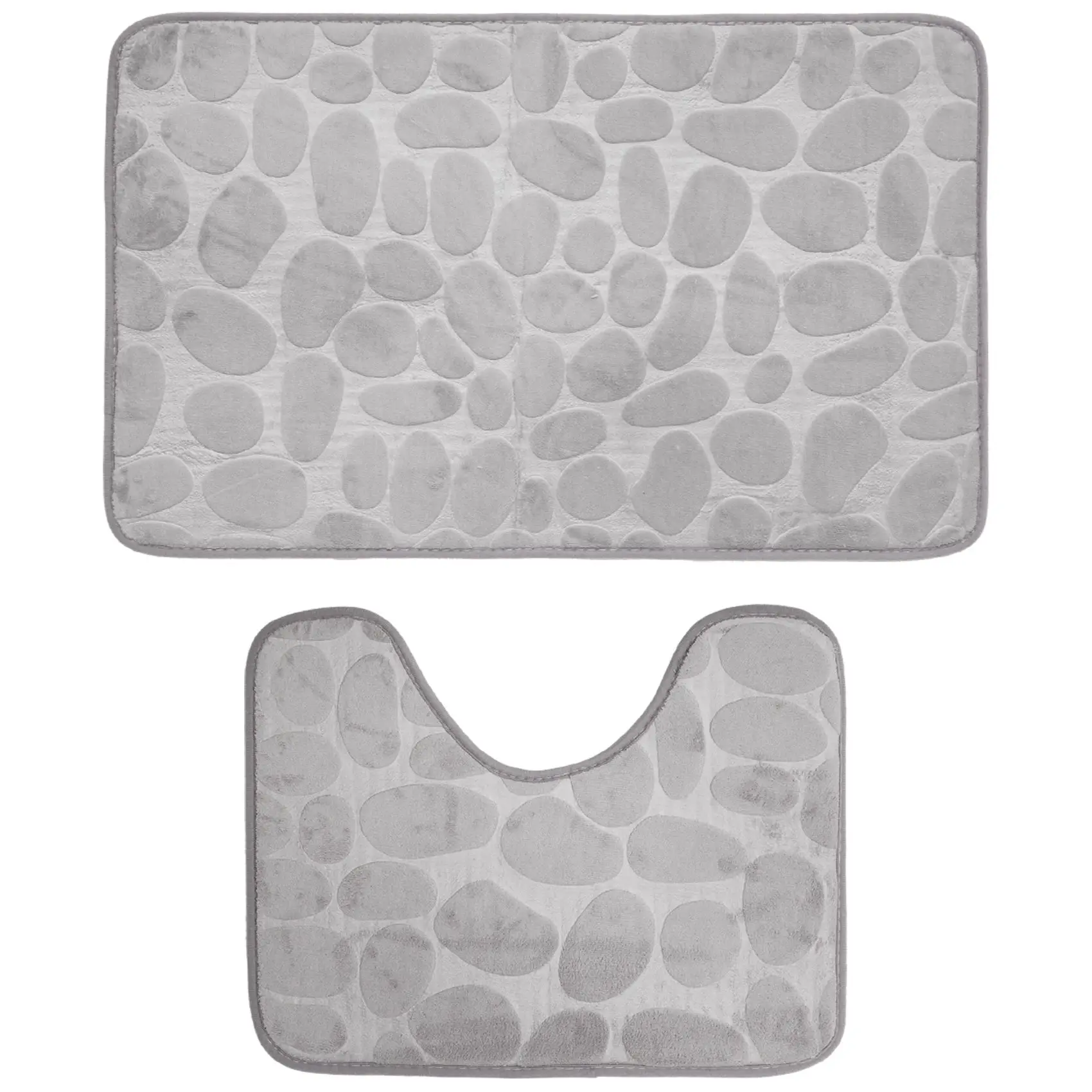 AS62 2 قطعة حصيرة حمام، حصيرة حمام ومجموعة سجادة تواليت كونتور على شكل حرف U، ماصة للرغوة الذاكرة قابلة للغسل في الغسالة 1