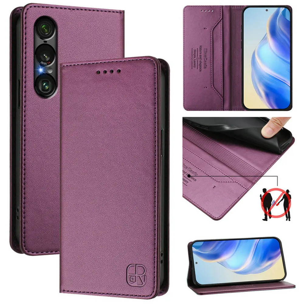 Funda con tapa para Sony Xperia 1 VIII, Funda tipo billetera de cuero RFID para Sony Xperia 10 VII, Funda Xperia 1 VII 10VII con tapa magnética
