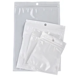 20Pcs/Lot White Clear Resealable Plastic Package Bag With Zipper Hang Hole Self Seal Pouches For Ornament Candy Gift Packing