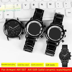 Black ceramic strap for Armani AR1507/1509 AR70002 Men and Women Butterfly high-quality ceramic AR1452/1451/1400/1410 strap 22mm