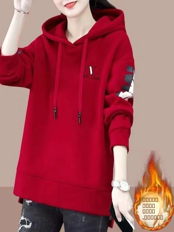 เสื้อฮู้ดดี้ผู้หญิง ความยาวปานกลาง แฟชั่น ทันสมัย สำหรับฤดูใบไม้ร่วงและฤดูหนาว รุ่นใหม่ ไซส์ใหญ่ ไซส์เล็ก  ทันสมัย สไตล์สตรีทแวร์