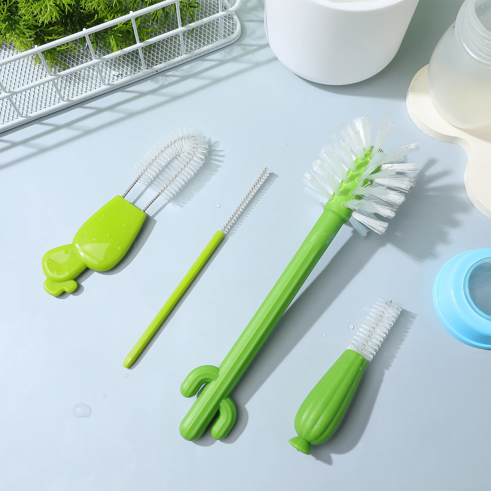 

1 Set Bottle Cap Cleaning Brushes For Cup Lids Bottle Grooves Strong Reusable Plastic Lid Cleaner Hanging Design Daily Household