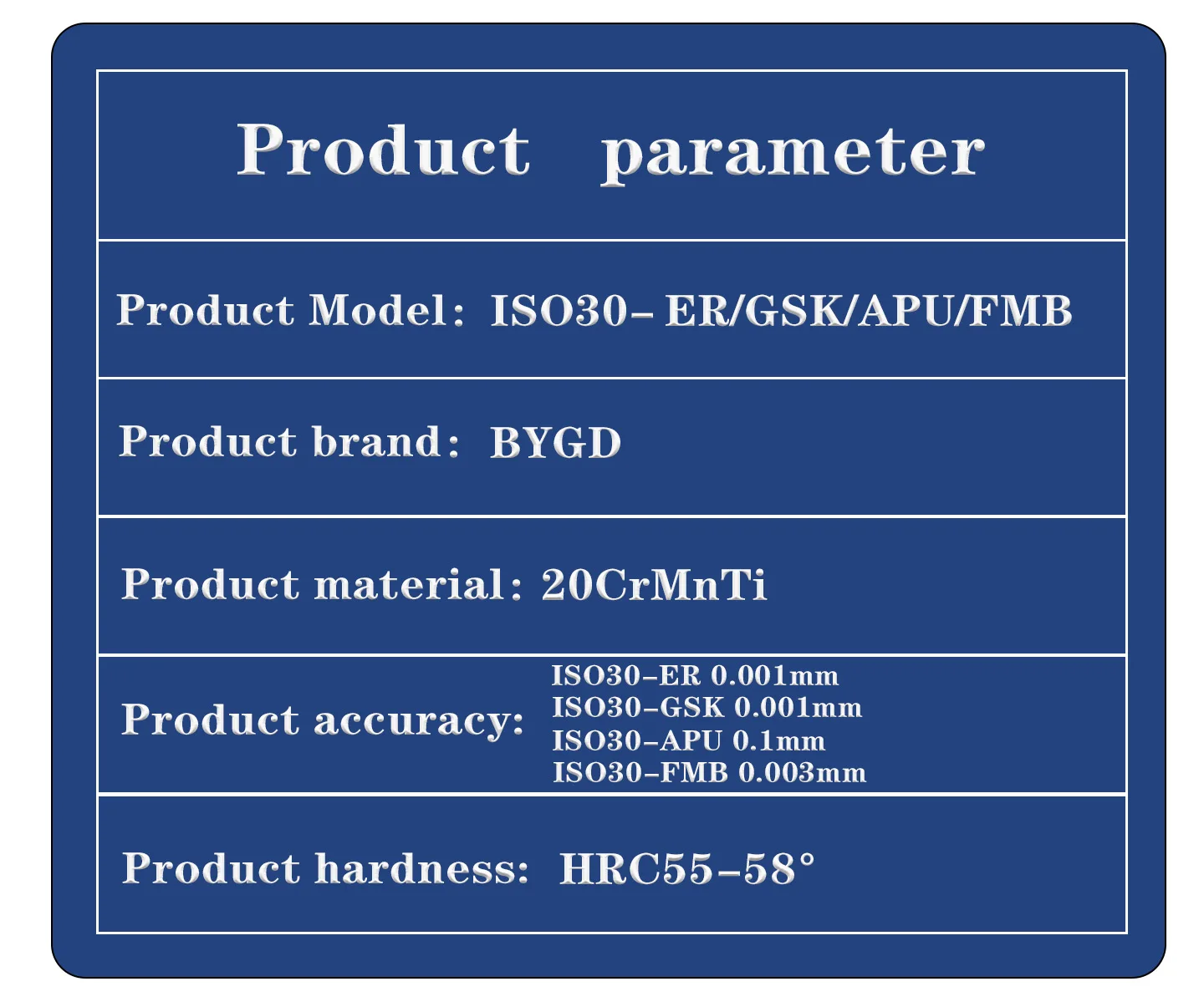 BYGD ISO ISO30 Werkzeughalterhalterung Werkzeug ISO30 ER ER32 ER25 ISO30 GSK10 GSK16 ISO30 APU ISO30 FMB FMB22 Werkzeughalter Spannzangenfutter – Detail 1