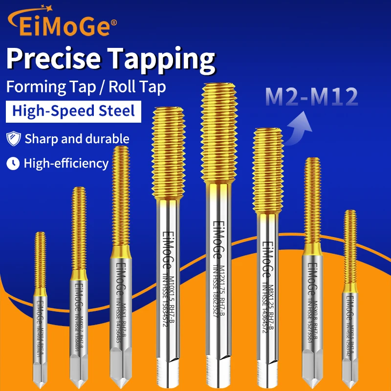 

EiMoGe 8 PCS M2-M12 HSSE Forming Tap Set Kit Screw Thread Tap Metric Plug Hand Taps M2 M3 M4 M5 M6 M8 M10 M12