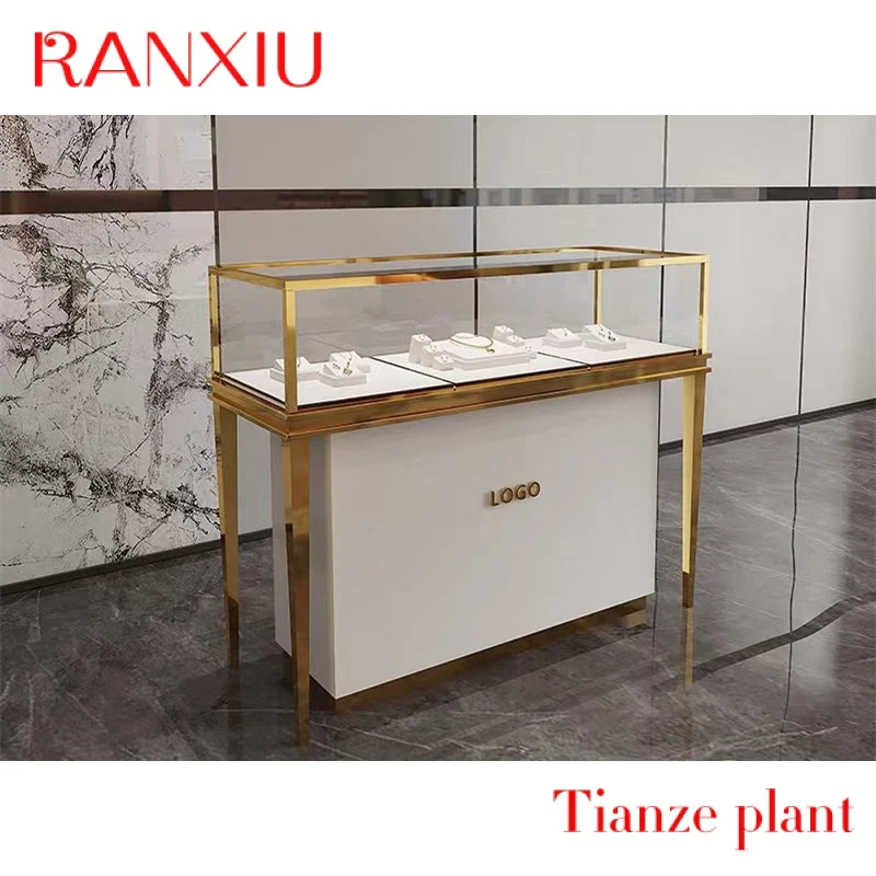 CustomCustom Luxury Gem Jeweller Store Glass Showcase Design Metal Frame Gold Jewelry Shop Cabinet Display Counter For Store