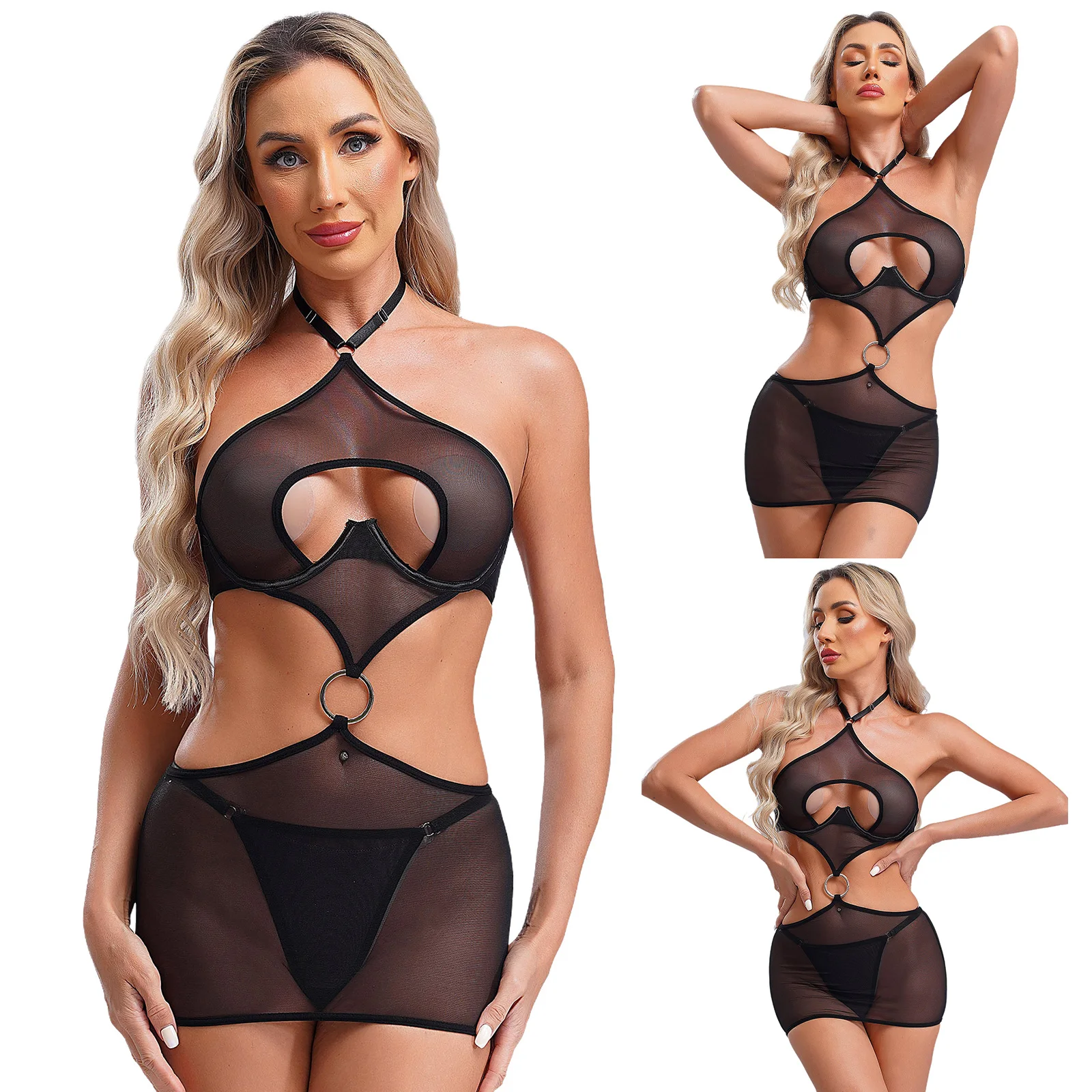 Hot Sexy Womens Seethru Skinny Bodysuit Lingerie Costumes Porn Mesh Underwear Sweet Nightwear Wild Dating Club Rave Party Outfit