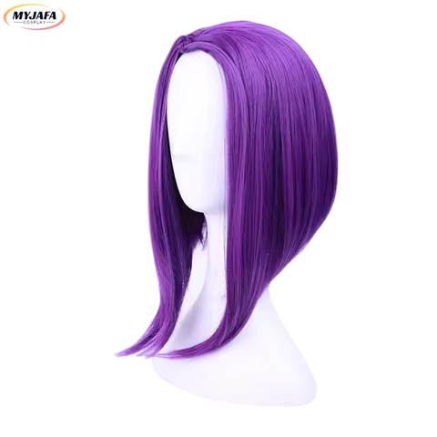 High Quality Anime Raven Cosplay Wigs Purple Short Heat Resistant Synthetic Hair Perucas Cosplay Wig + Wig Cap