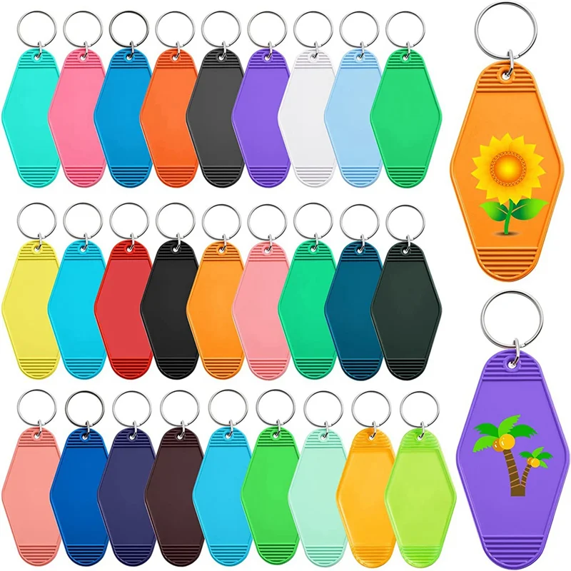 

36 Pcs Vintage Motel Keychains Motel Keychain Blank for Vinyl DIY Crafting Keychain Luggage Tag Label Making