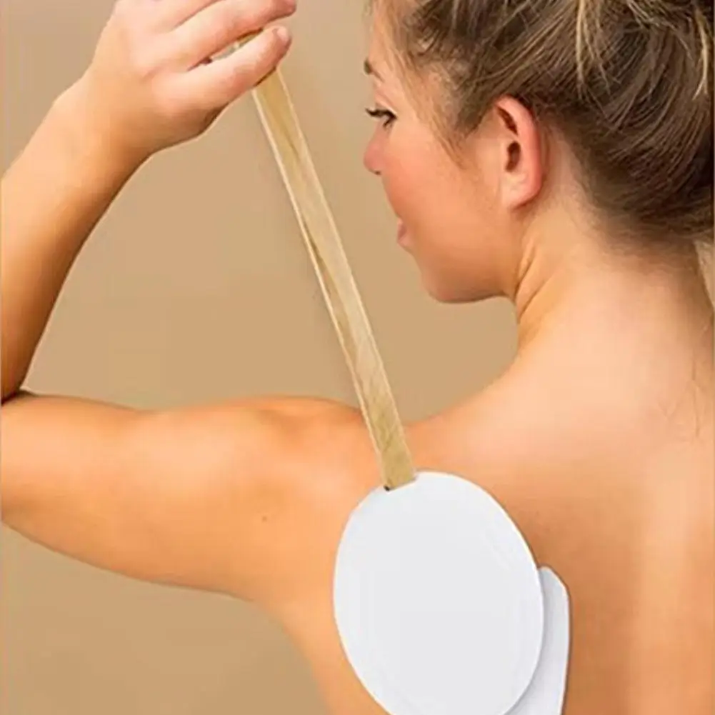 Lotion Applicator For Back Professional Wooden Long Handle Shower Back Scrubber Brush With Replacement Heads For Home Men W Y0H9