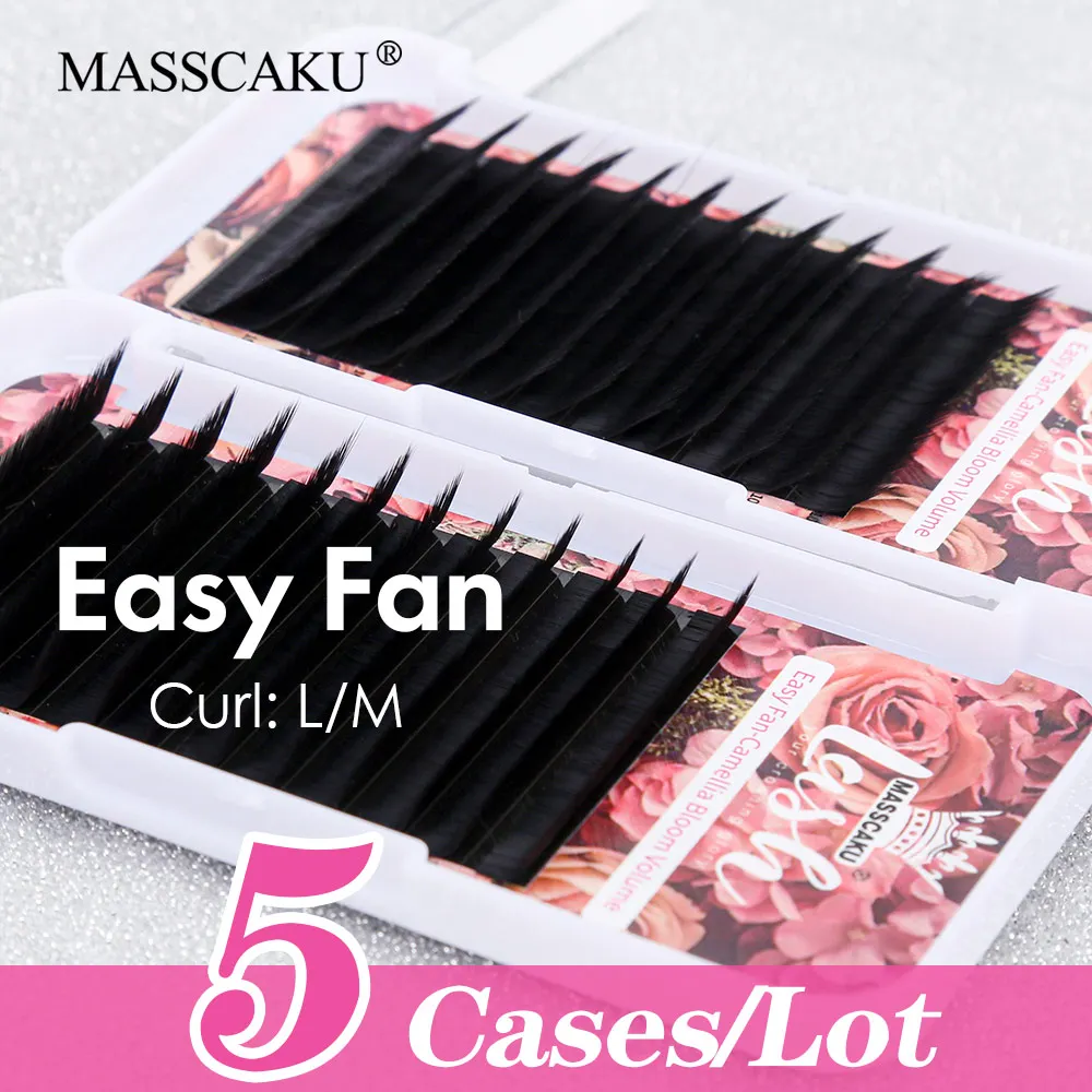 

High Quality 5cases/lot Camellia Fast Flowering Eyelash Extension L M Curl Premium Velvet Fiber Strait Bottom Lashes by MASSCAKU