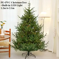 Artificial Christmas Tree Home Party Indoor and Outdoor PE+PVC Xmas Atmosphere Decoration Supplies with LED Lights 1.2m To 2.1m