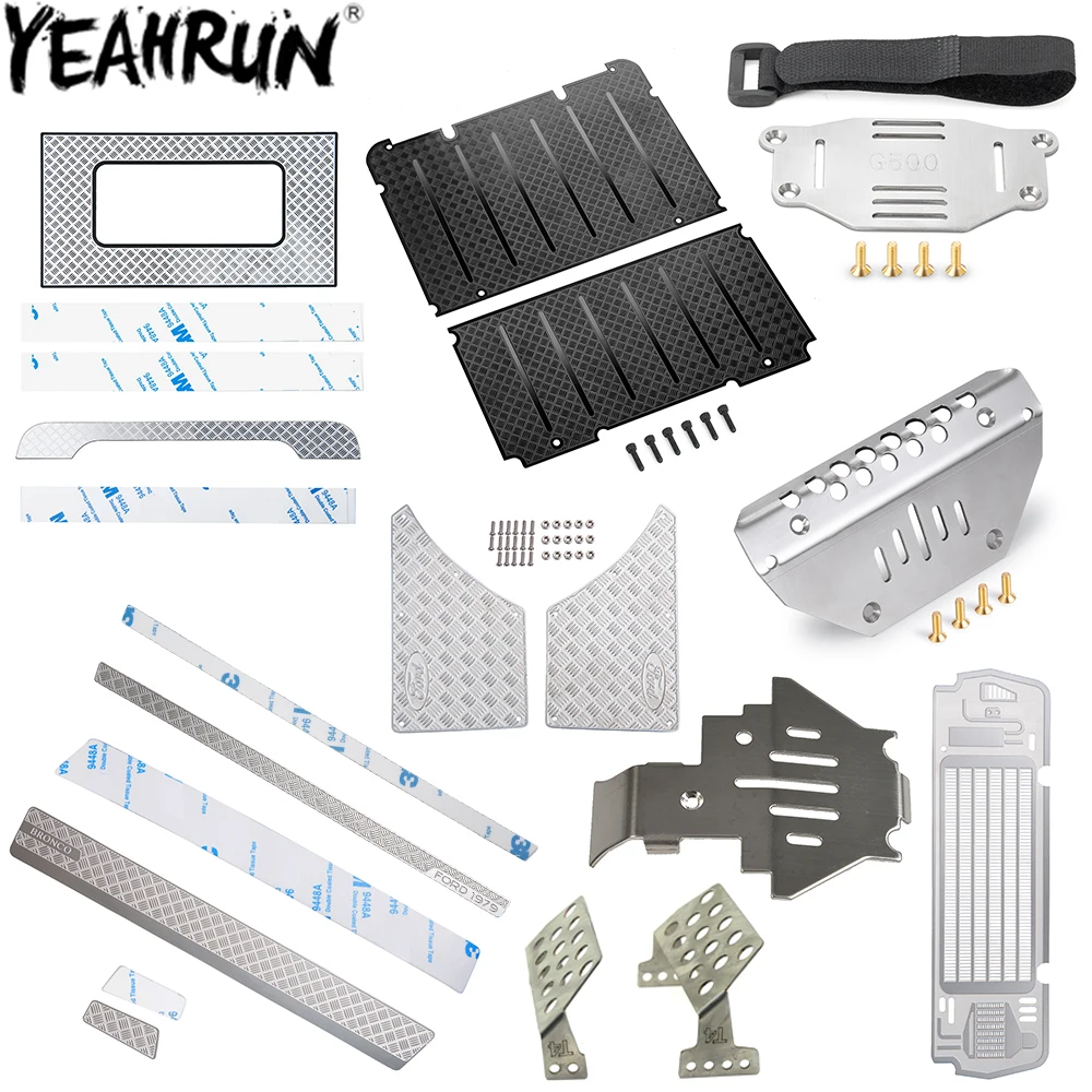 YEAHRUN Metal Anti-skid Plate Chassis Armor Protector Radiator Grille for 1/10 RC Crawler Car TRX4 Decoration Parts