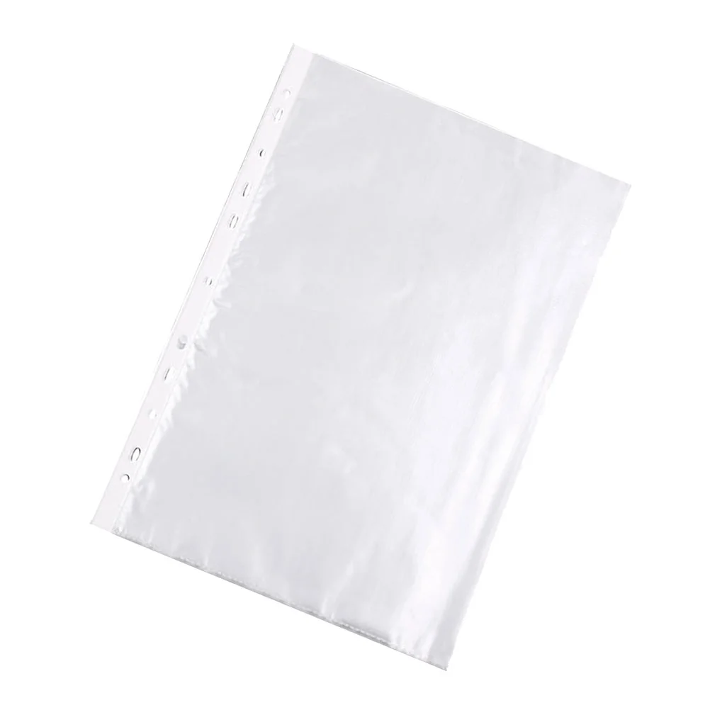 100pcs Sheet Protectors Clear Design A4 11 Hole Paper Cover Loose Leaf Protector Paper File Protect Bag (Thicker 6C for Universa