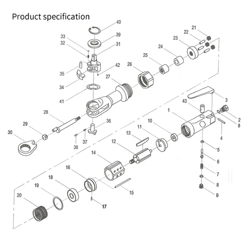 Chiave pneumatica quadrata 3/8 Chiave a cricchetto pneumatica Chiave dinamometrica a 90 gradi Strumento di riparazione meccanica