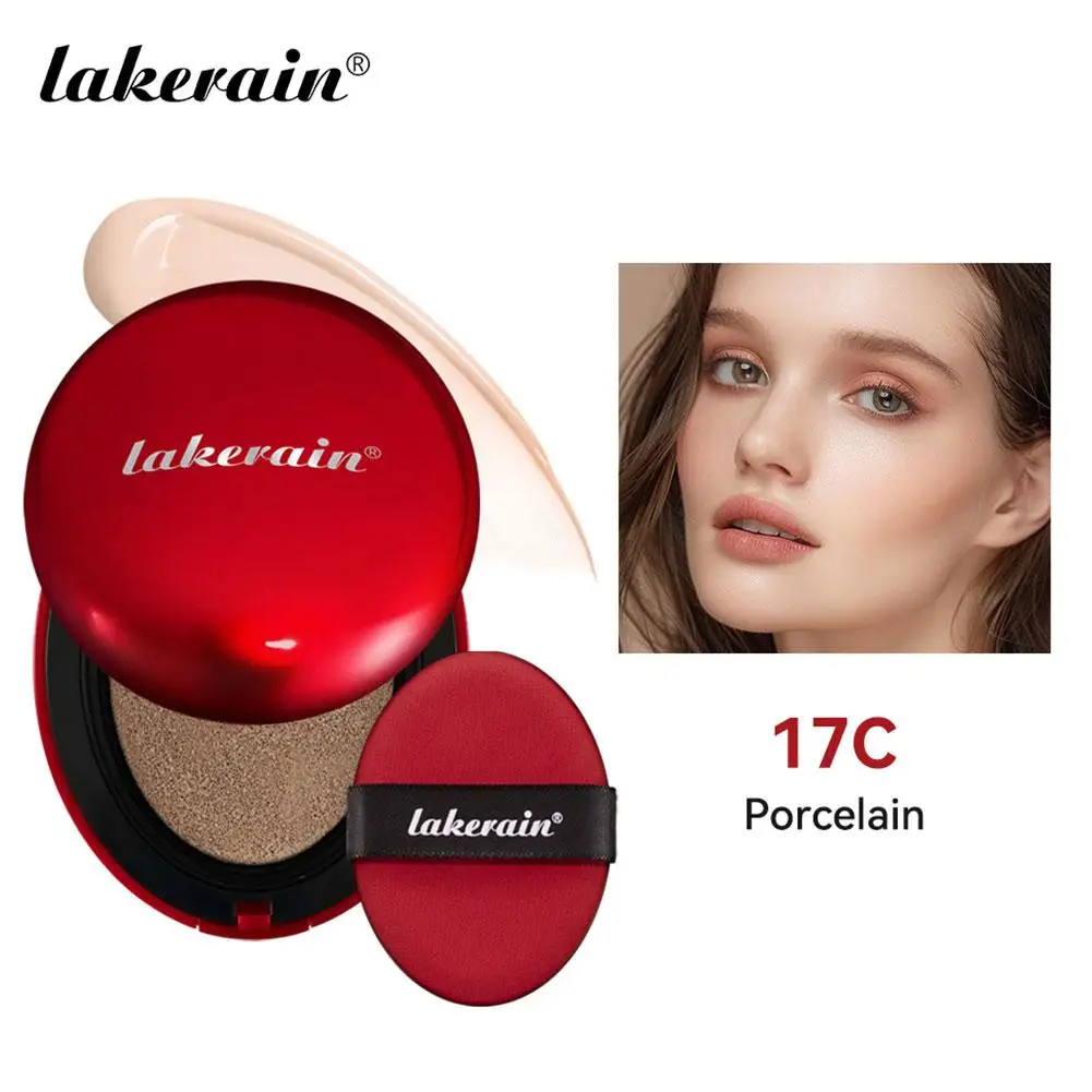 Lakerain Sunscreen Cushion Foundation Waterproof Formula Full Coverage Concealer Semi-Matte Finish Natural Makeup Cosmetic