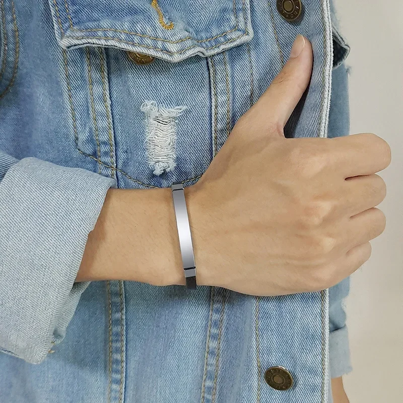 Gepersonaliseerde lederen armband heren- en damesarmband roestvrij staal blanco gebogen merk microvezel lederen armband