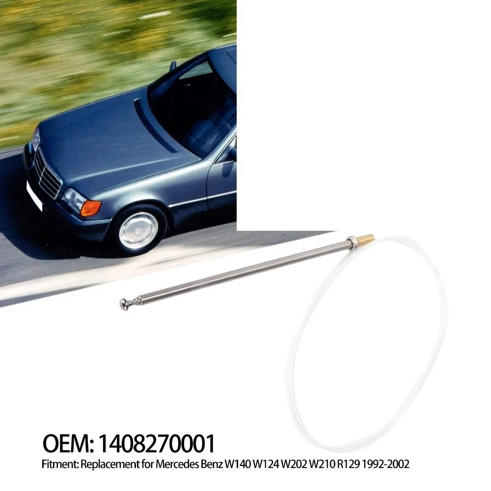 Sliver +White Car Audio Antenna 1408270001 Retractable Audio Antenna Mast for Mercedes Benz W140 W124 W202 W210 R129 1992‑2002