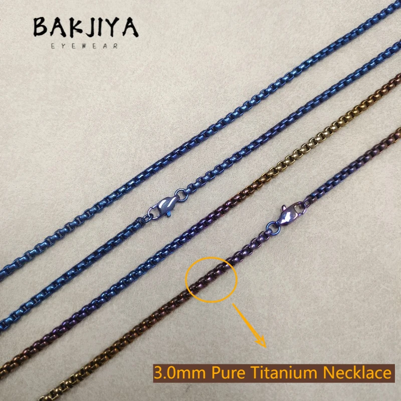 

2026 Pure Titanium Rollo Box Chain Necklace for Men, Unisex Couple Necklace 3.0mm Titanium Burning Colorful Square Case Chain