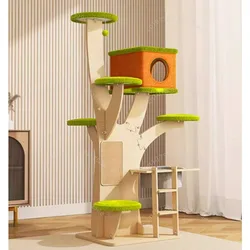 Solid Wood Large Cat Climbing Frame Multifunctional Cat Tree House Wear-resistant Sisal Scratching Board Cat Climbing Toy