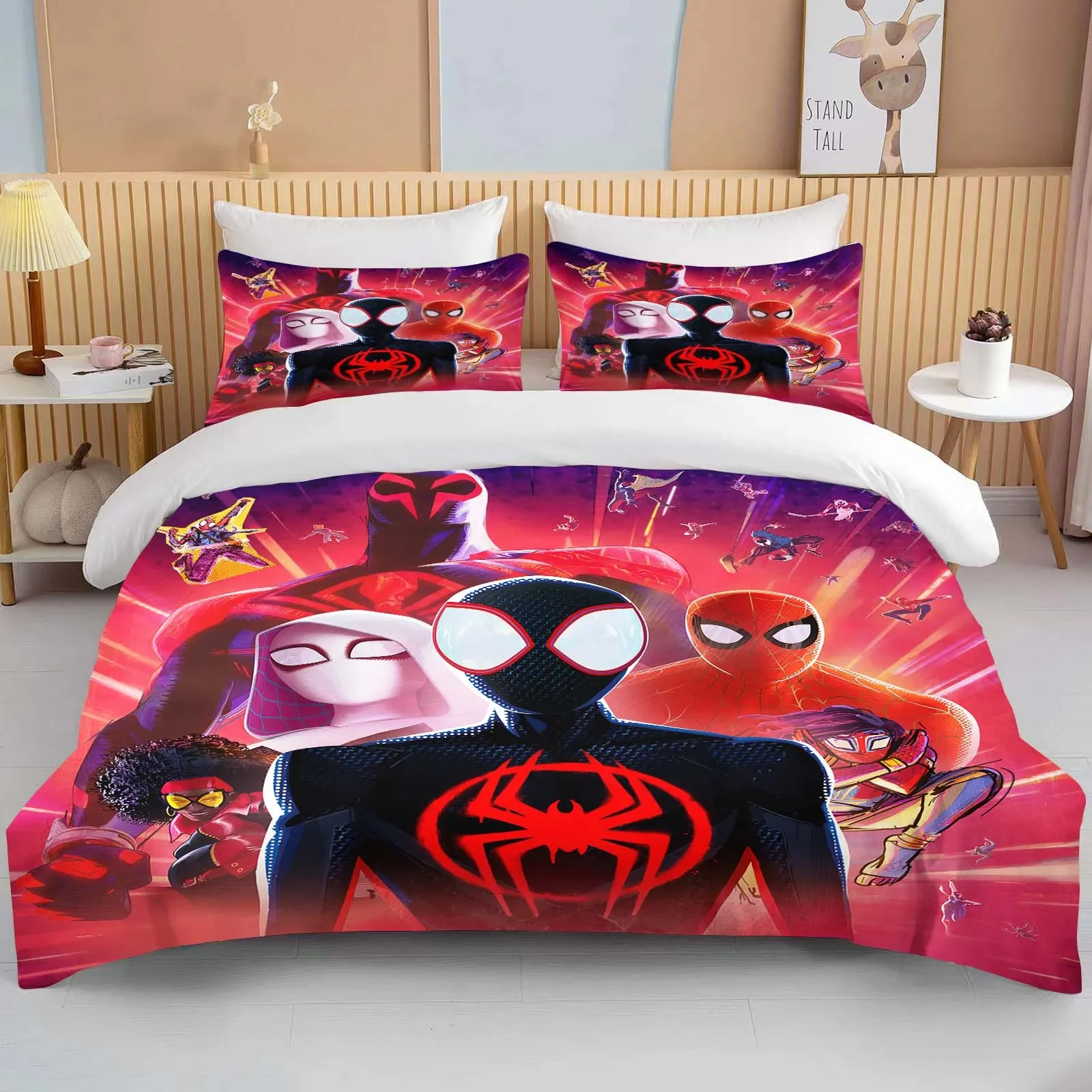 Marvel Spider Man Across The Spider Verse Printed Soft Bedding Set Duvet Cover Anime Quilt Adult Kids Birthday Gift Full Size