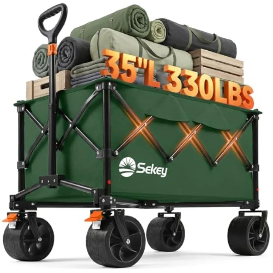 

150L Wagons Carts Foldable with Big All-Terrian Beach Wheels, Collapsible Heavy Duty Wagon, Extra Large Folding Wagon, Foldable