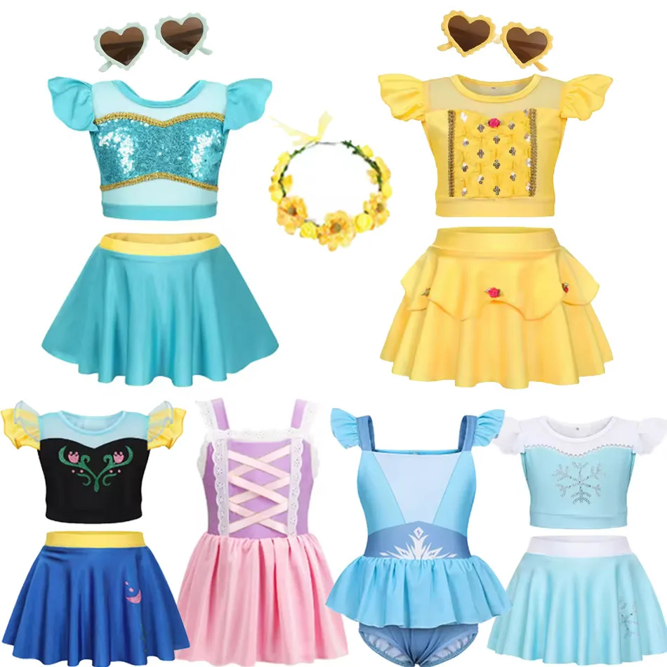 

Summer Girls Swimsuit Two-Pieces Bathing Suits Baby Girls Swimsuit And Kids Beach Swimsuit Princess collection 2 piece swimsuit