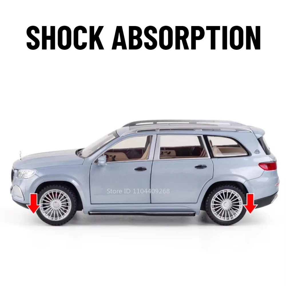 1:24 GLS600 GLS63 Miniature Toys Alloy Diecaat Car Model with Sound Light Pull Back Doors Opened Vehice Kid Fashion Collectibles