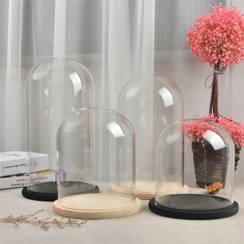 Diameter=23cm Height=25cm 30cm 35cm 40cm Big Size Glass Dome Home Deocration Different Base Cover Wedding Souvenir Birthday Gift